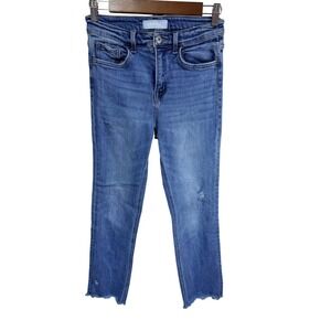 VERVET Jeans Distressed Raw Hem Mid Rise Stretch Denim Casual Women's 26 Blue